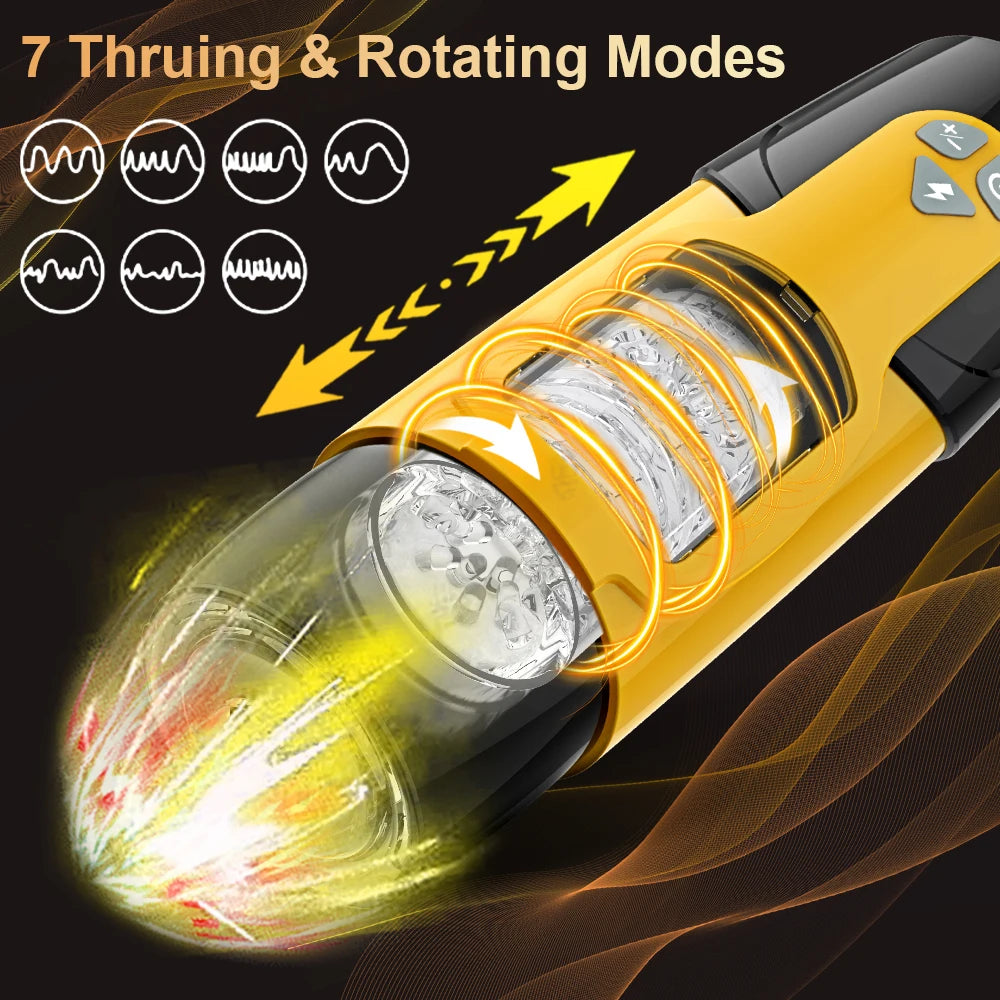 Automatic Thrusting & Rotating Male Masturbator Cup – 10 Modes + Soft Vibrating Sleeve