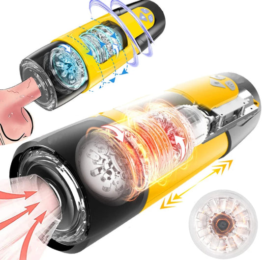 Automatic Thrusting & Rotating Male Masturbator Cup – 10 Modes + Soft Vibrating Sleeve